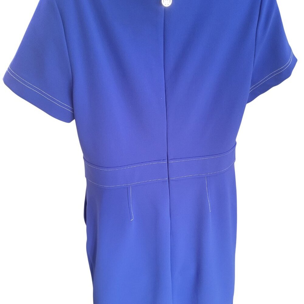 Tommy Hilfiger Blue Midi Dress Silver Hardware Zip Back Sz 12 - Picture 5 of 8
